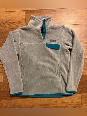 Patagonia Re-Tool Snap-T Pullover Grey Teal Fleece Sweater